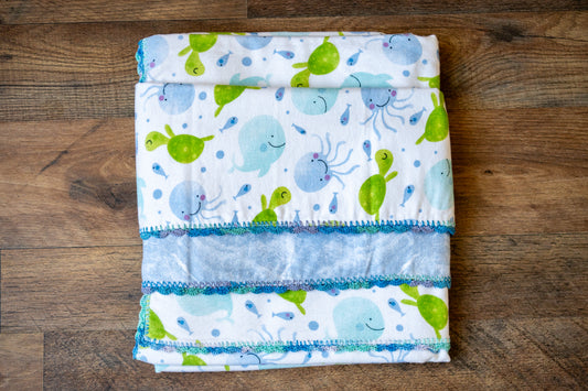 Under the Sea Blanket & Burp Cloth Set 🌊🐢🐳