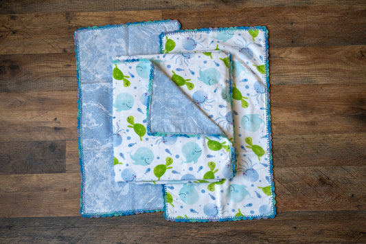 Under the Sea Blanket & Burp Cloth Set 🌊🐢🐳