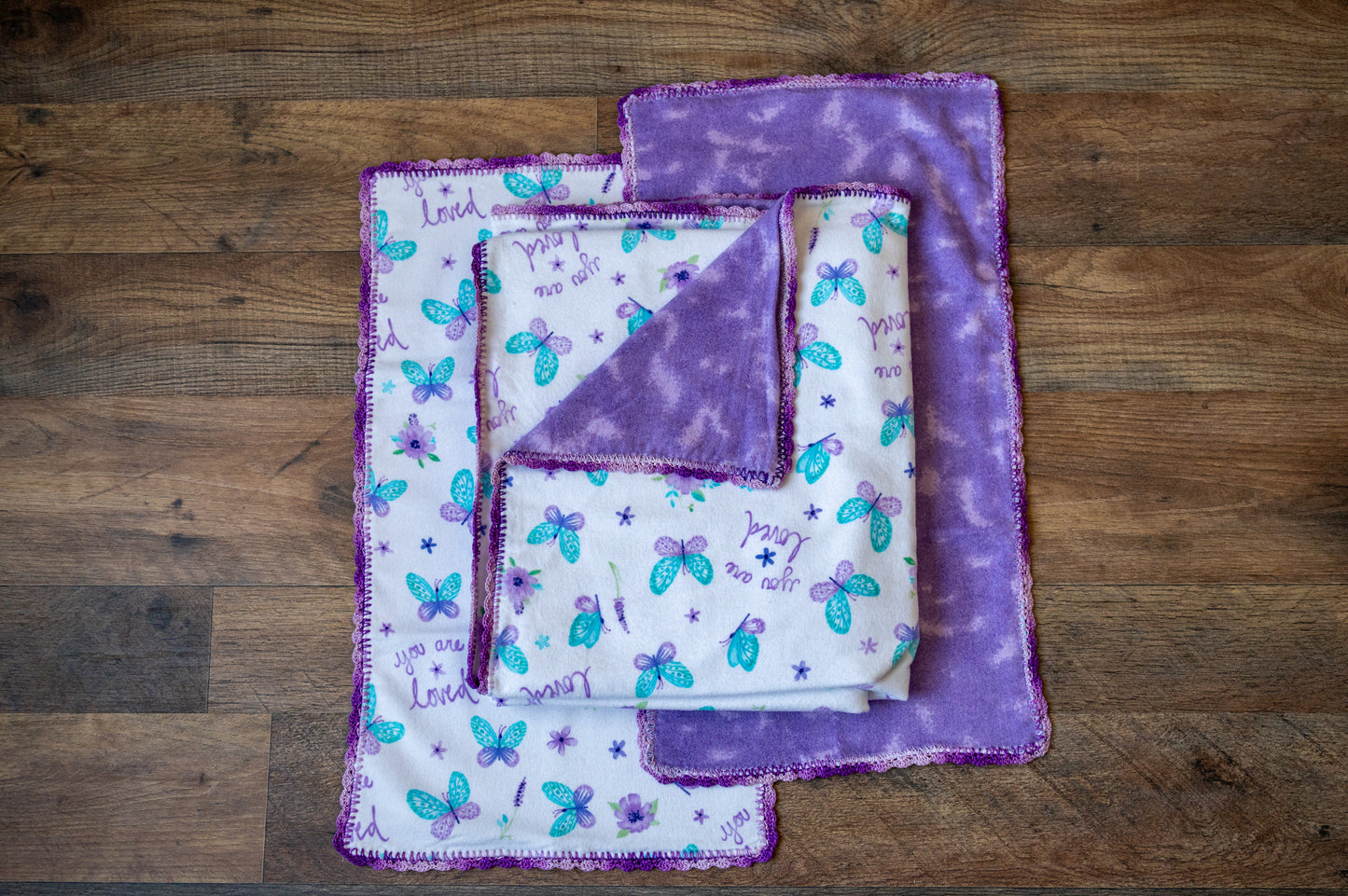 Butterfly Kisses Blanket & Burp Cloth Set 🦋💜✨