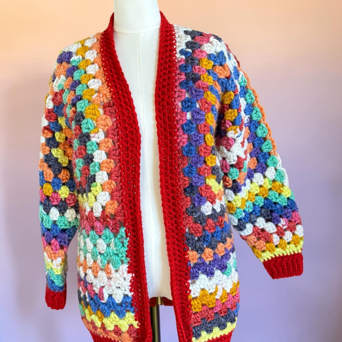 Prismatic Granny Square Cardigan - (X Large)