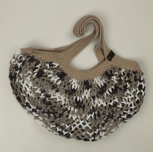 Chocolate Mocha Crochet Market Mesh Bag