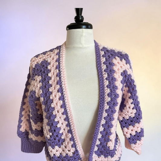 Lilac Dream Granny Square Cardigan - Medium