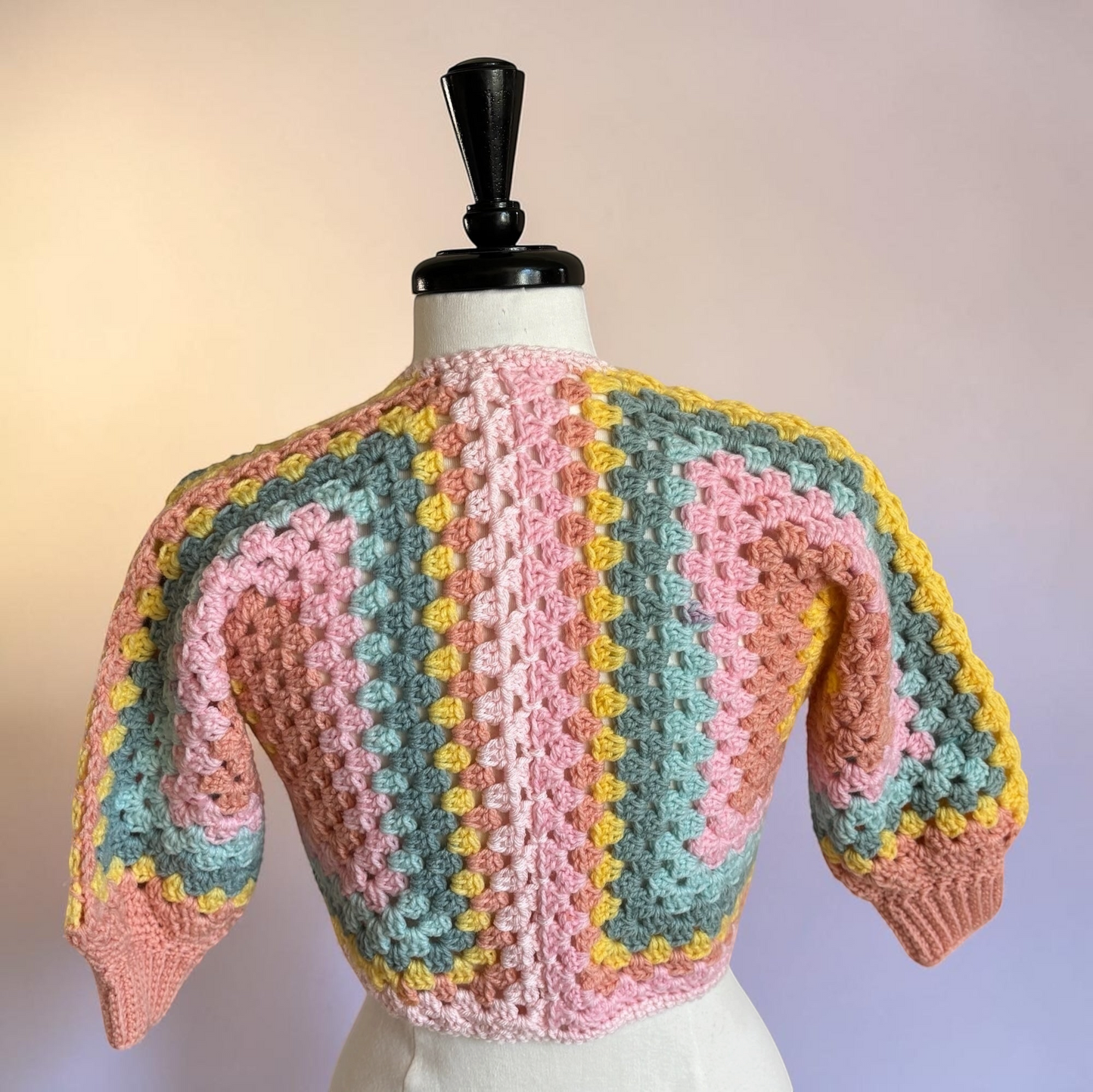 Pastel Dreams Granny Square Cardigan (X-Size Small)