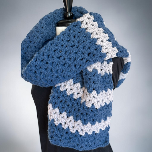Navy Stripped Fleece Scarf