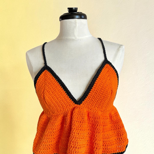 Orange & Black Ruffle Top - L/XL